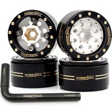 HOBBYSOUL 조절 가능한 오프셋 1.0 비즈락 휠 황동 림 무게 44g/림 RC 마이크로 크롤러 1/18 TRX4M 1/24 Axial SCX24 90081 (4팩 H