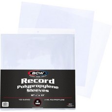 BCW 33 RPM 레코드 슬리브 - 100 CT 폴로필렌 비닐 아우터 두께 2백만 앨범 보호대, 100 Pack