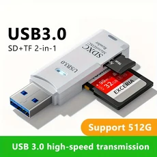 고속 2-in-1 멀티 카드 리더 USB 3.0/2.0 마이크로 SD TF 저장 플래시 드라이브 어댑터, 04 1 PC USB 3.0 White