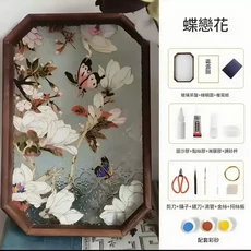 八一非遺掐絲琺琅畫 DIY材料 託盤裝飾畫, 蝴蝶八角盤全套材料包