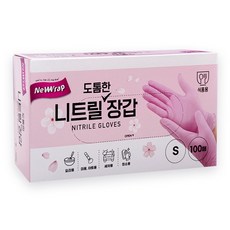 뉴랩 도톰한 니트릴장갑 핑크(소형)100매, 핑크, 소, 1개