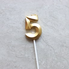 빅사이즈 생일초 케이크픽 특이한 메탈릭 골드 숫자초, 5, 1개, 15g