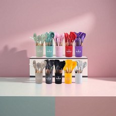 迷你矽膠廚房木柄矽膠12件套鋼包刮刀不粘廚房套裝, 1個