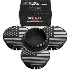 63MM 2.5인치 Dodge Ram 6KF18TRMAA 림 휠 센터 허브 캡 미국 국기가 있는 글로스 블랙 4개 팩, Gloss Black with American Flag, 59.3MM O.D. / 46.0MM I.D.