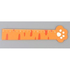 초등 도형수업 고양이손 15cm 자 문구용품 직선자 그림놀이, 1개, 오렌지