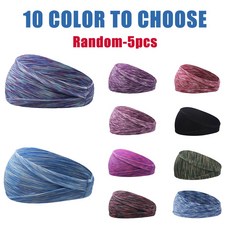 5개 런닝 밴드 여름 스포츠 땀밴드 요가 빠른 건조 소프트 탄성 헤어밴드 24시간, Random 5pcs