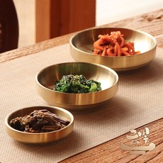 금빛-티타늄 이중 반찬기 한식 반찬 플레이트 찬기 그릇 접시 굽찬기 식기, 2개, 금색