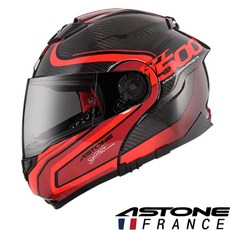 ASTONE FRANCE RT500 透明碳纖 輕量化 可掀式安全帽, 透碳/紅, 1個