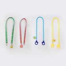 Bimbo Bimba 笑臉印花口罩裝飾鍊 4入組 顏色隨機