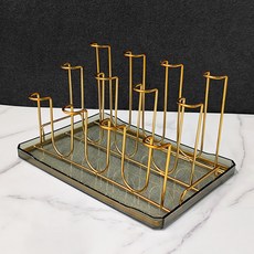 거치대 컵걸이 스텐 컵꽂이 홀더 받침 정리대 건조대, 1개, 골드 12단 선반 에메랄드 팔레트