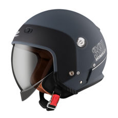 ZEUS 391 A28 月球帽 內墨鏡騎士帽 加長內墨鏡片 3/4罩安全帽, 消光水泥藍/銀