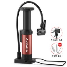 비다펀 휴대용 자전거 펌프 알루미늄 에어 공기주입기, 레드, 1개