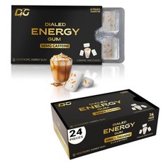 다이얼드 에너지 카페인 껌 24개입 | 50mg 무설탕 집중력 향상 보조제 L테아닌 + 타우린 비타민 B6 B12 함유 아스파탐 무첨가 0칼로리 뇌 활성화 자일리톨 쿨 민트