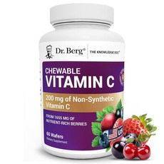 Dr. Berg 츄어블 비타민 C 복합체 - 유기농 GMO 프리 베리로 제작 - 맛있는 웨이퍼 60개, Dr. Berg 츄어블 비타민 C 복합체 - 유기농,, 1개