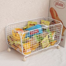 내일의공간 우드볼 철제 메쉬망 바구니 (간식바구니), 1개, 화이트