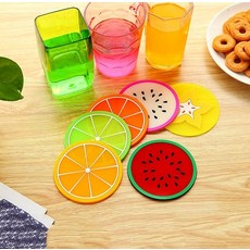 과일 모양 컵받침 트로피칼 커피잔 컵 받침대 실리콘, 과일컵받침3레몬CM000732, 1개