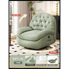 고양이 스크래치에 강한 안락 의자 리클라이너 소파 가죽, 1인, B. 모란디 그린+쉐이크