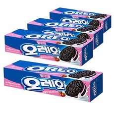 오레오 초콜릿 샌드위치 쿠키 딸기크림, 100g, 4개