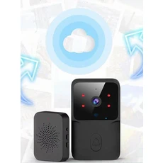 투야 와이파이 스마트 비디오 초인종 무선 시각 문짝 벨 충전식 배터리 알렉사 구글 HD 카메라, 02 Black
