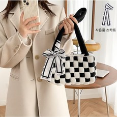 [재고 정리 세일]상덕 뜨개질세트 diy 체크무늬 가방 선물 토트백 숄더백 망뜨개 손뜨개, 클래식 블랙, 1개