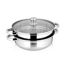 블루윙 IH 인덕션겸용 2단 28cm 스텐 찜냄비 찜솥 찜기 냄비, 1개