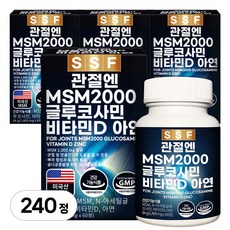 순수식품 관절 MSM 2000 글루코사민 비타민D 엠에스엠, 60정, 4개