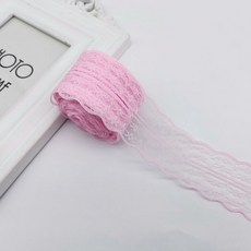 레이스천 밑단 원단 부자재 리본끈 4.5cm 10M, 1개, 5#라이트핑크