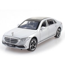 마이카 다이캐스트 금속 1:24 벤츠 S400L 모델 합금 자동차 모형 피규어 장식, 1개, 01_실버
