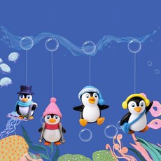 미니 어항 꾸미기 둥둥 펭귄 4종세트 피규어 bob+960hu