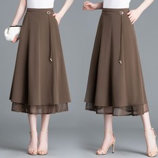 AOKADA 여성 레이어드 망사 a라인 스커트 하이웨스트 드롭핏 플레어 치마