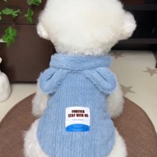 寵物衣服 狗狗服飾 秋冬保暖 無袖連帽馬甲 貓咪衣服 毛絨保暖, 霧霾藍, 1個