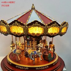 Mr.christmas 旋轉木馬音樂盒 八音盒 高級燈光 聖誕節裝飾 聖誕禮物 古風擺件 情侶禮物 女朋友禮物 生日禮物, 400黃燈紀念版遊馬