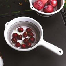 접이식 손잡이 채반 소쿠리 세척볼 바가지, 1개, B타입그레이바가지