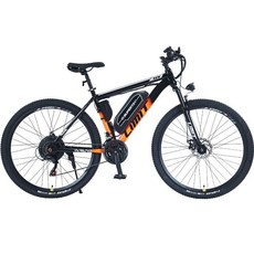 電動自行車 29吋 電動登山車 雙碟剎, 29寸-黑橘-碟剎-21速,48V【10AH】-純電續航約30公里, 1個