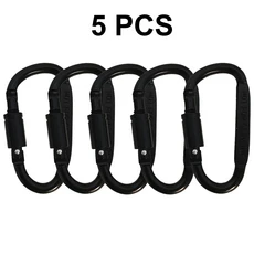 대형 카라비너 알루미늄 합금 스프링 스냅 클립 후크 키 체인 등반 캠핑 도구 5 개, Black