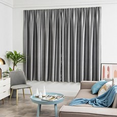 무타공 붙이는 3중 암막커튼 큰창 작은창 거실 베란다 햇빛차단 커튼 2203_EA