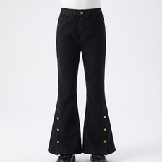 지디오 주니어 여아 부츠컷 데님 팬츠 슬림핏 밴딩 스판 나팔 바지 간절기 초등학생 골드버튼 청바지