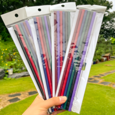 팔봉생활건강 실리콘빨대, 1개, 6개, 혼합색상(레인보우)