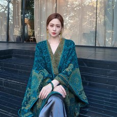 여성 에스닉 숄 가디건 니트 삼각 어깨 케이프 여행용 망토