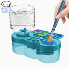 [물감 자동세척트레이] 리쏨 물감 자동붓세척 자동배수 물감트레이 대용량 수채화트레이, 1개, 블루