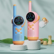 비디오 키즈 워키토키 어린이를 통화 선물용 원클릭, 1개, D22우주인 블루핑크 세트 13km 컬러 스크린 충전식, 기본 색상