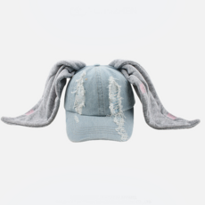 gradle 데님 토끼 모자 핸드메이드 낙서 토끼귀 모자 여성 y2k 볼캡 힙합모자 사으즈 조절 가능