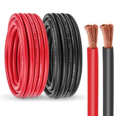 킴블루스 8 게이지 배터리 케이블 구리선 10FT 레드+10FT 블랙 AWG 용접 표준 미국 OFC 자동차 배터리 태양열 해양 및 발전기용 와이어, 8 Gauge 10FT