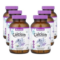 블루보넷 뉴트리션 레인포레스트 에니멀 칼슘 마그네슘 및 비타민D3 천연 바닐라 프로스팅 맛 동물 모양 츄어블 90정, 6개