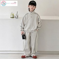키즈목마 남아용 하프집업 맨투맨 초등생 상하복 세트 주니어 긴팔상의+하의 세트 초중생 긴바지838