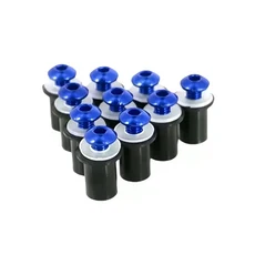 10PCS 범용 오토바이 윈드 스크린 페어링 컬러 볼트 패스너 클립 풀 세트 알루미늄 합금 너트 나사 키트 M5, 04 Blue