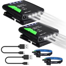 Mudder 충전식 LED 클립 온 캡 조명 USB 캡 손전등 클립 방수 울트라 브라이트 모자 손전등 헤드램프 낚시 캠핑 수작업 2개, 2