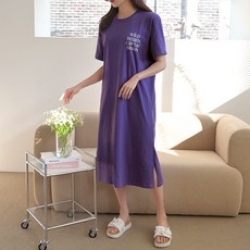 데일리앤 와일드 홈원피스 루즈핏 반팔 레터링 캐쥬얼 면 롱원피스