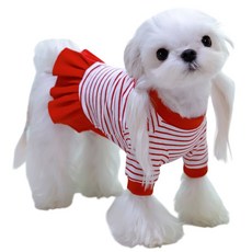 샤샤초이스 국내 강아지 옷 줄무늬 디링 긴팔 티셔츠 원피스, 1개, 블루