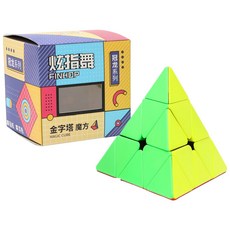FINHOP 金字塔魔方 三角形魔術方塊 螢光色 三階魔方 正三角形, 炫指舞 | 貼紙款,一個入